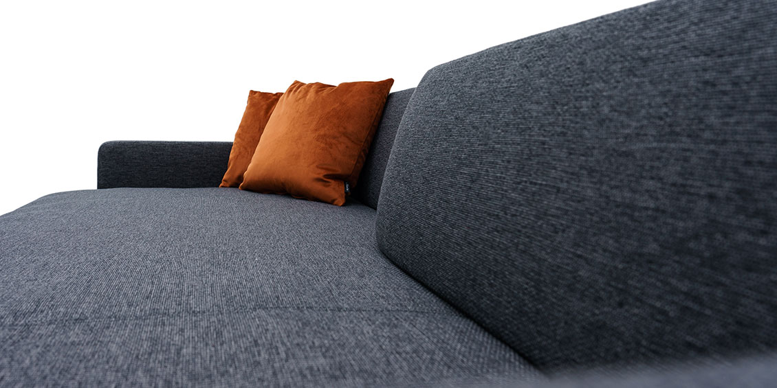 WAVE - Detailbild Cocooning grauer Stoff Zierkissen in bronze