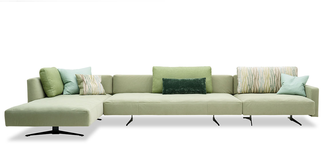 WAVE - Sofalandschaft in Mikrofaser Alcantara Shape Almond mit Rückenkissen