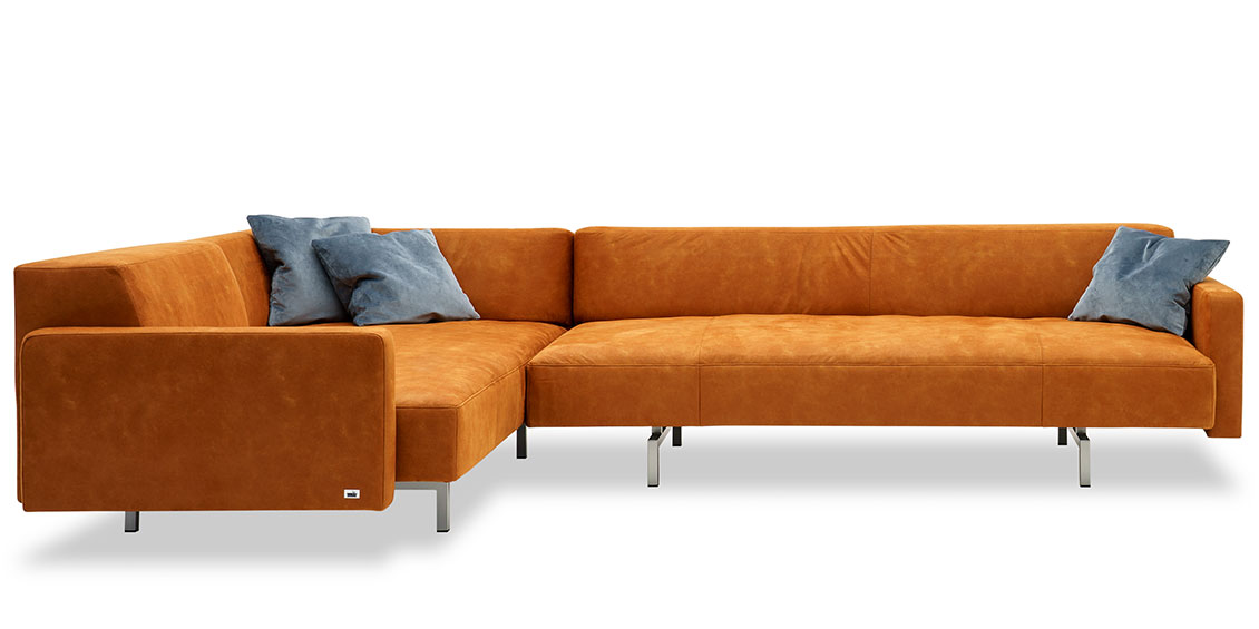 WAVE - Ecksofa mit losen Rückenkissen in Stoff Sonnhaus Vintage Style Buffalo terra