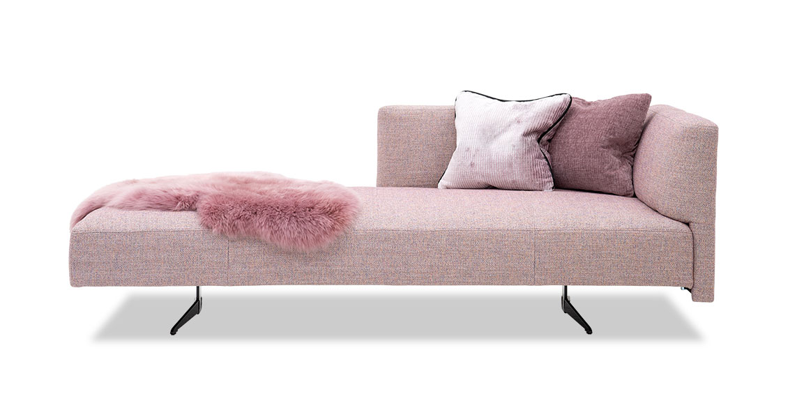WAVE - Sofa als Chaiselongue in Stoff S&V Magic Relax rosa meliert
