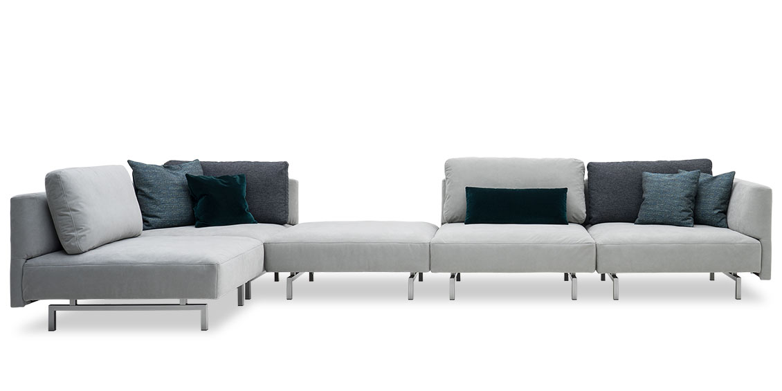 WAVE - Sofalandschaft in einzelnen Modulen in Alcantara Shape Silver A 341