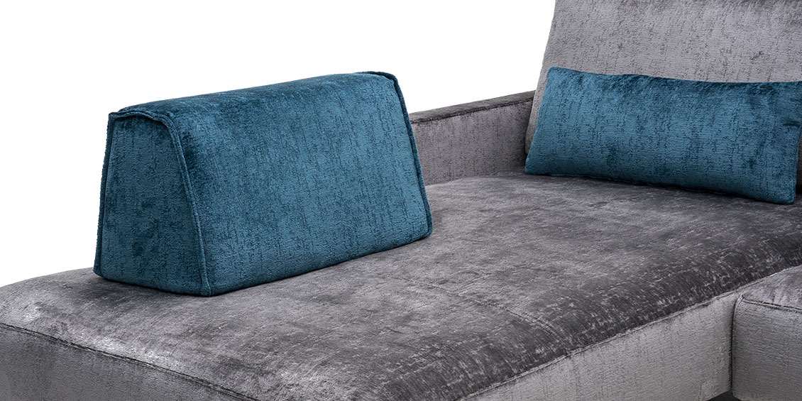 WAVE - Detailbild vom mobilen Rücken in Stoff Siatex Levante dunkelblau