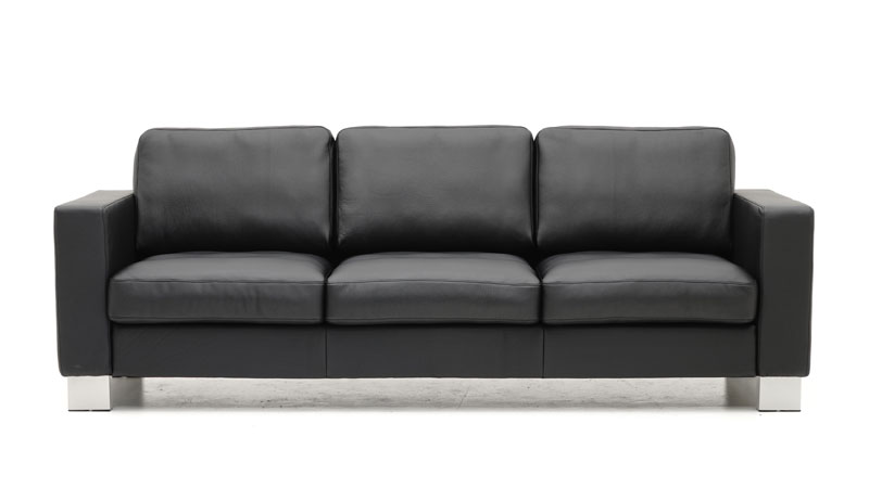 Ledersofa Menta in schwarzem Leder