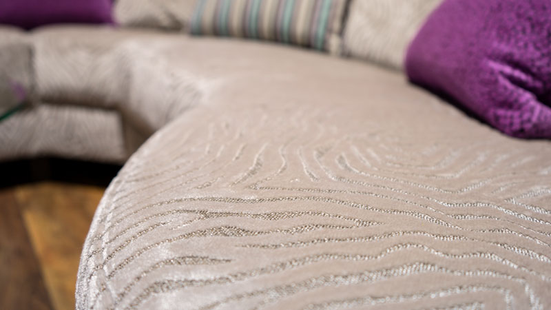 Stoffkollektion Mirage Detailansicht Turin in der Ausstellung