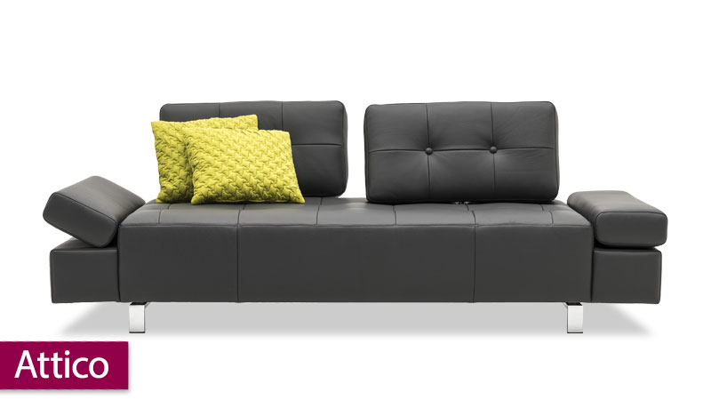 neues Modell Sofa Attico im schwarzen Leder