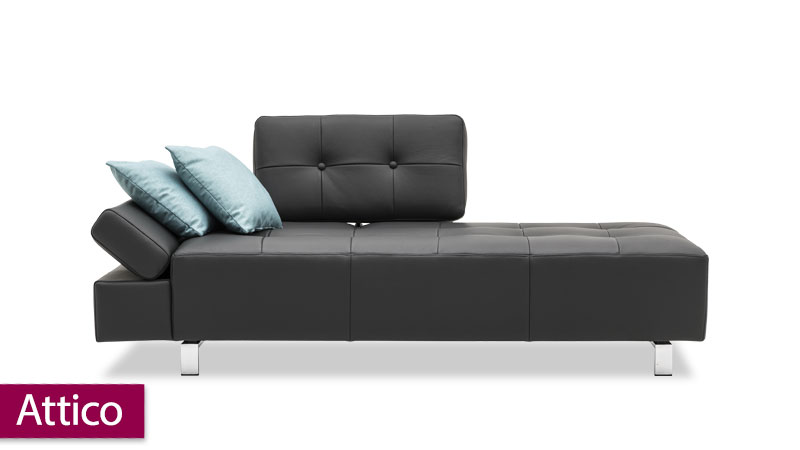 neues Modell Sofa Attico im schwarzen Leder mit einem Rücken