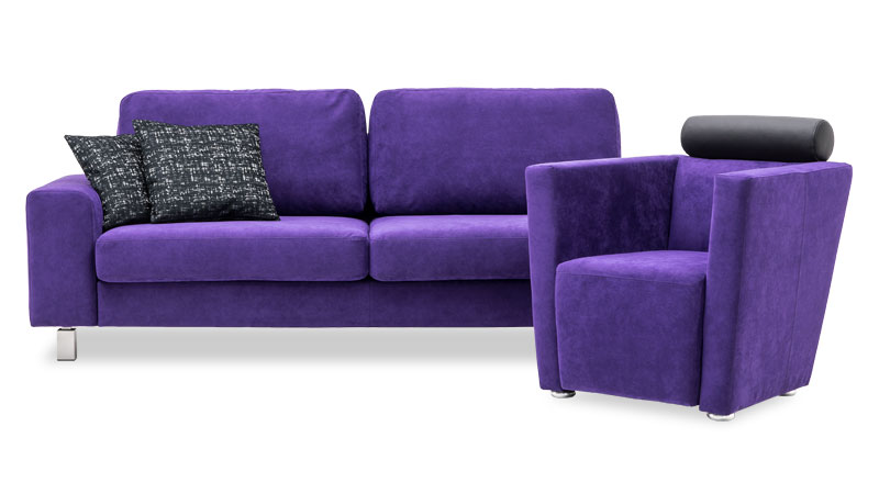 Sofa Terra & Sessel Arthe in Alcantara Colorado Violet