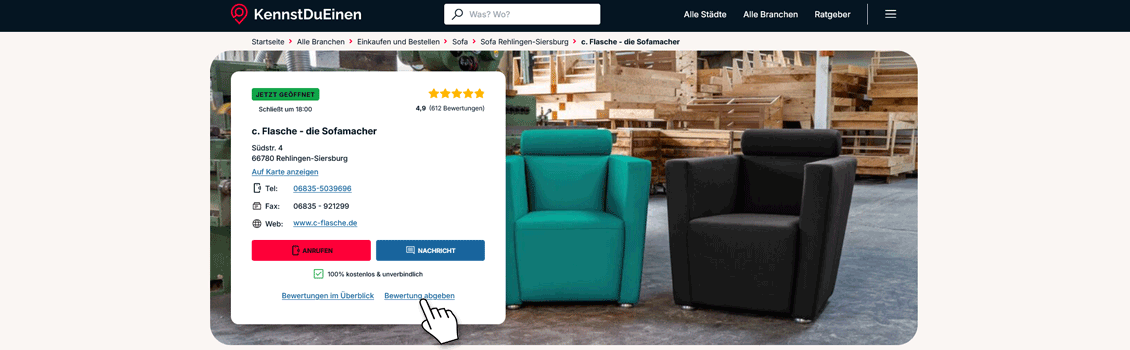 Screenshot der Bewertungen bei KennstDuEinen