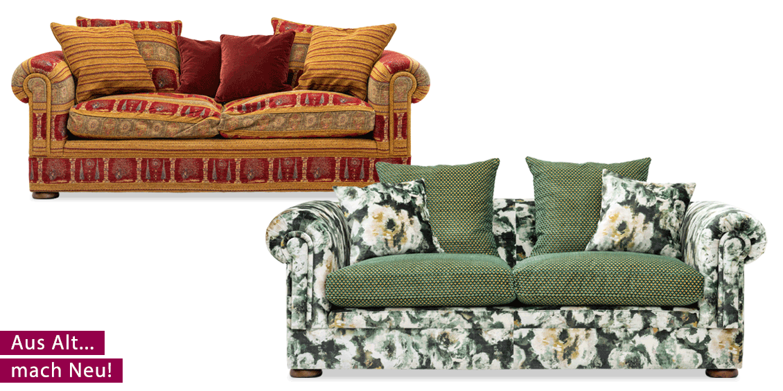 Neubezug eines alten Sofas mit Kombistoff