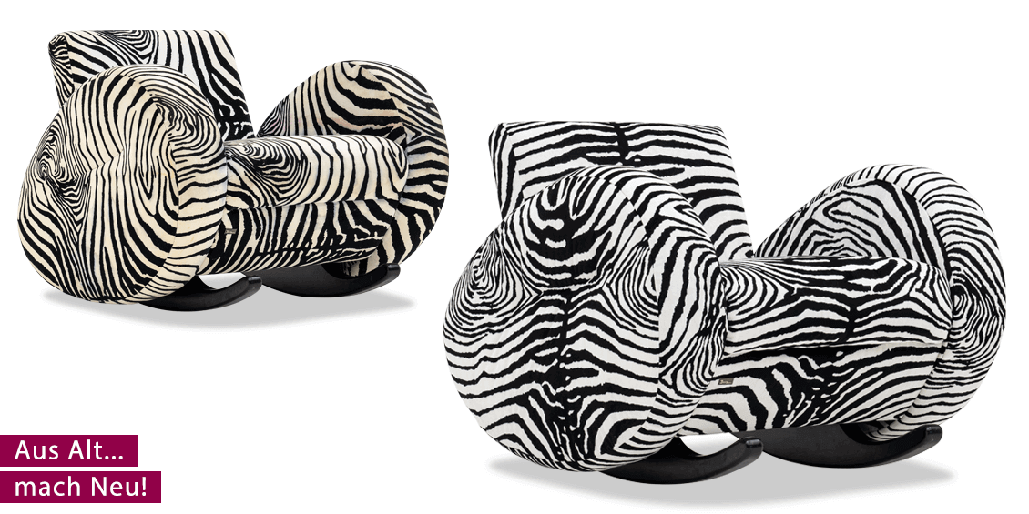 Neubezug Schaukel-Sessel Bretz Popeye im Zebrastoff