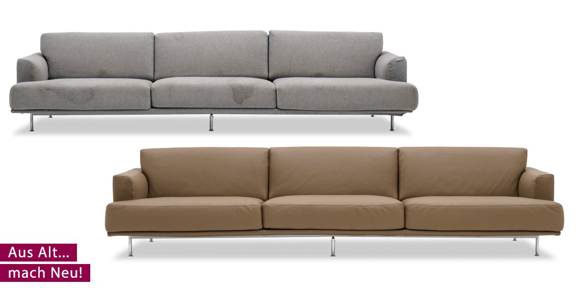 Neubezug 3 Meter Sofa Cassina in Leder Club trüffel
