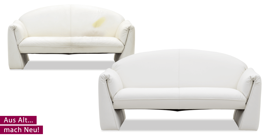 Neubezug Sofa COR Octanova in Dickleder Classic weiß