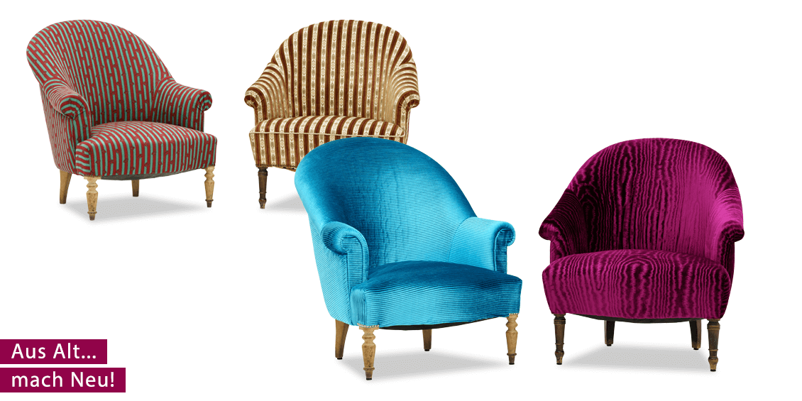 Neubezug Sessel in Stoff von Casadeco