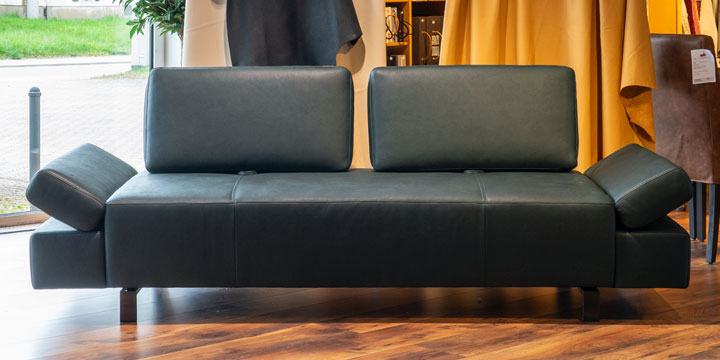 Attico - 2,5 Platz Sofabezogen, bezogen im Dickleder Leder Nubuk Stonewashed verde mit Effektnaht