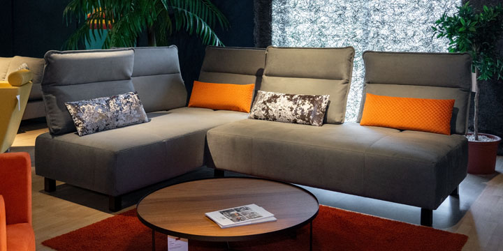 Beluga - Ecksofa ca. 202 x 293 cm bezogen in Mikcrofaserstoff Saviba grau