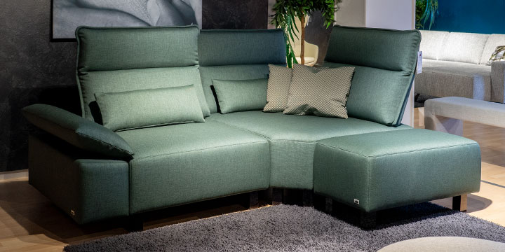 Beluga - 1 Platz Sofa + Ecksofa + Hocker Stoff Nevotex Lido Trend storm