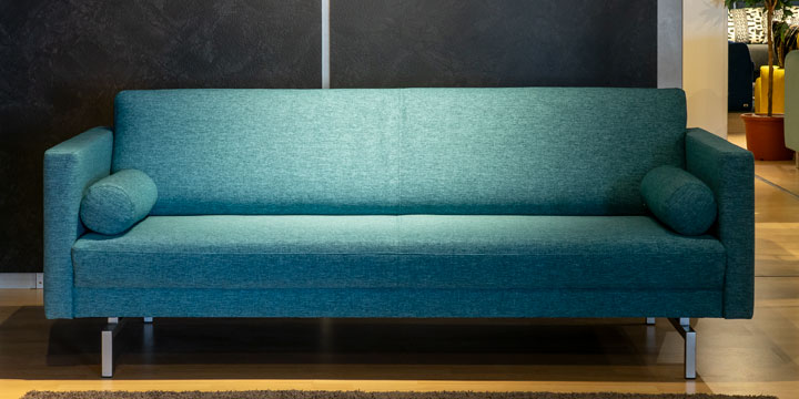 Chester - 2,5 Platz Sofa ohne Knopfheftung, ca. 212 x 93 cm bezogen in Stoff Prima Petrol