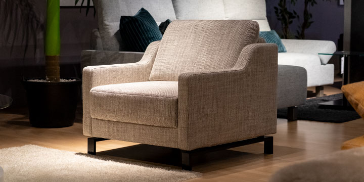 Evia - Sessel ca. B 90 x H 88 x T 91 cm bezogen im Stoff Hamar beige braun meliert