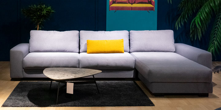 Home - 2,5 Platz Sofa + Longchair ca. 335 x 220 cm bezohen in Stoff Tobago grau