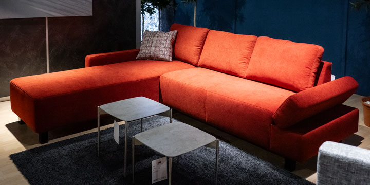 Sale Indigo - Longchair + 2 Platz Sofa ca. 213 x 255 cm Stoff Bronx bordeaux