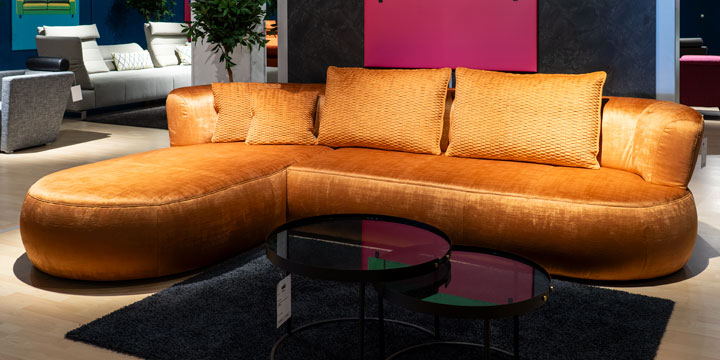 Palazzo II - Longchair + Recamiere inkl. 2 Rückenkissen Pablo in Stoff Imagination Toffee