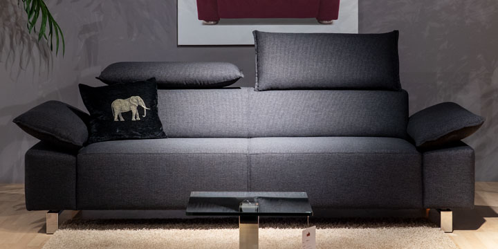 Quantum - 2,5 Platz Sofa, ca. B 252 x T 102 cm in Stoff Prima black