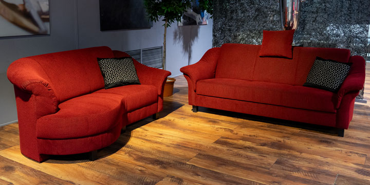 Turin - Rhombus mit 1 Platz & 3 Platz Sofa Stoff Boulevard Melrose rot