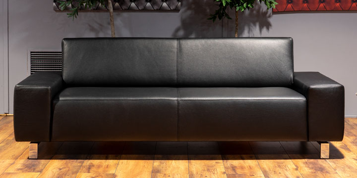 Vento - 2,5 Platz Sofa ca. B 236 x H 81 x T 91 cm in Leder Dolomiti schwarz mit Effektnaht
