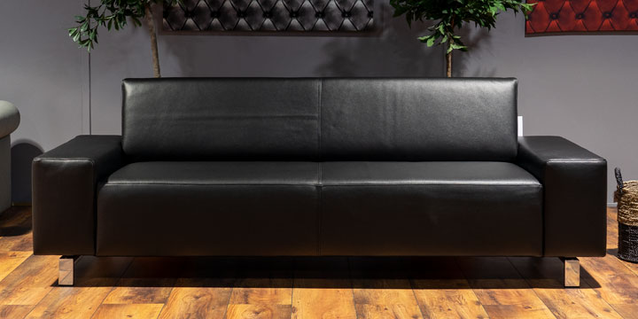Sale Ausstellungsmodell Vento - 2,5 Platz Sofa ca. B 236 x H 81 x T 91 cm in edlen Leder Dolomiti schwarz mit Effektnaht
