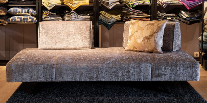 Wave - Sofa + 2 mobile Rückenpolster Stoff York Granite